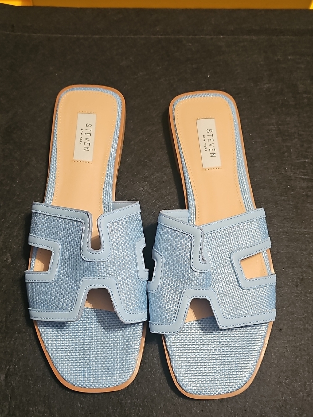 Steve Madden Light Blue Woven Slide Mules for Women